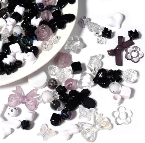 Forise 120pcs Acrylic Colorful Assorted Beads Mix Random Style Candy Color Pastel Plastic Flower Beads for DIY Jewelry Making Bracelet Necklaces Phone Lanyard in Saudi Arabia