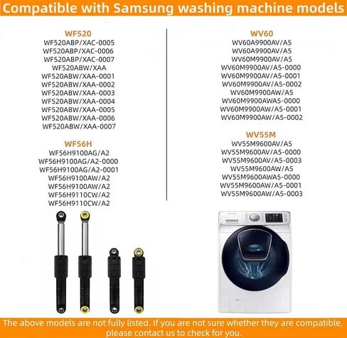 WF42H5000AW/A2 WF42H5200AW/A2 WF42H5200AP/A2 WF50K7500AW/A2 WF50K7500AV/A2 WF42H5200AF WF45K6200AW WF45K6200AV WF45K6500AW WF45K6500AV WF45M5500AW WV60M9900AV طقم ممتص الصدمات لغسالة سامسونج in Kuwait
