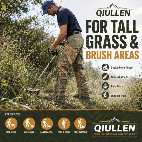Qiullen Camo Snake Chaps for Hunting Hiking Work Outdoor:3-Layer Puncture Resistant Leggings-One Size with Boot Straps,Ultra Lightweight 1000D Nylon Snake Bite Protection Gaiters in Kuwait