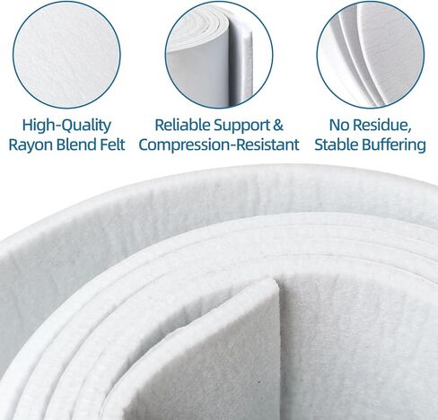 Self-Adhesive Felt Roll, Soft Cuttable Fabric, White Padding Felt, Flexible Multipurpose for Furniture Protection, General Buffering & Support, 1 Roll (90×6×0.24 inch) in Saudi Arabia