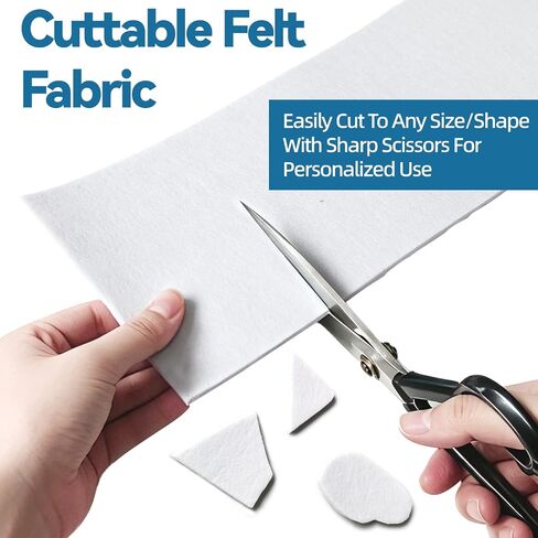 Self-Adhesive Felt Roll, Soft Cuttable Fabric, White Padding Felt, Flexible Multipurpose for Furniture Protection, General Buffering & Support, 1 Roll (90×6×0.24 inch) in Kuwait