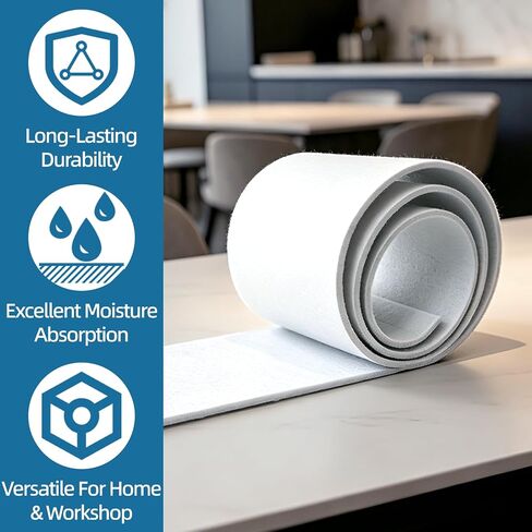Self-Adhesive Felt Roll, Soft Cuttable Fabric, White Padding Felt, Flexible Multipurpose for Furniture Protection, General Buffering & Support, 1 Roll (90×6×0.24 inch) in Saudi Arabia