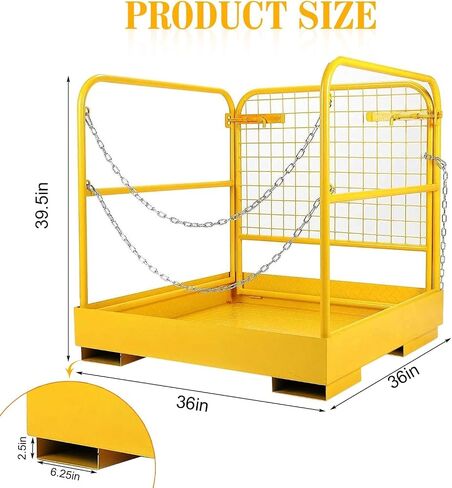 Forklift Safety Cage, 36 x36 Inch Heavy Duty Forklift Man Basket,1150lbs Capacity Forklift Work Platform w/Chains Provide Safety for Most Aerial Work in Kuwait
