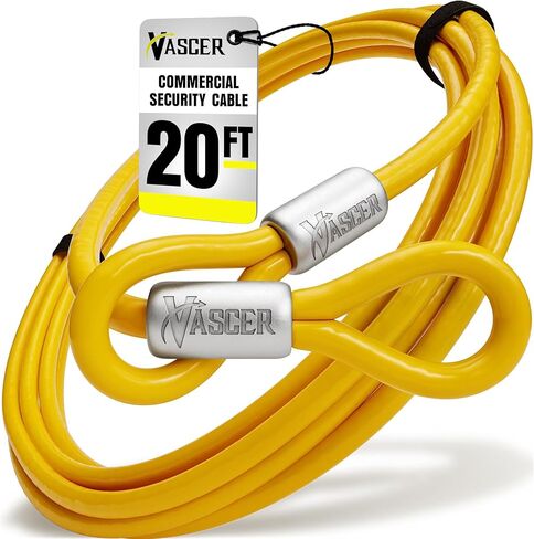 Vascer Commercial Heavy Duty Braided Galvanized Steel Theft Deterrent Security Cable with Looped Ends. (1/2 Inch Thick, 7x19 Construction, 10 Feet) in Kuwait