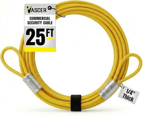 Vascer Commercial Heavy Duty Braided Galvanized Steel Theft Deterrent Security Cable with Looped Ends. (1/2 Inch Thick, 7x19 Construction, 10 Feet) in Saudi Arabia