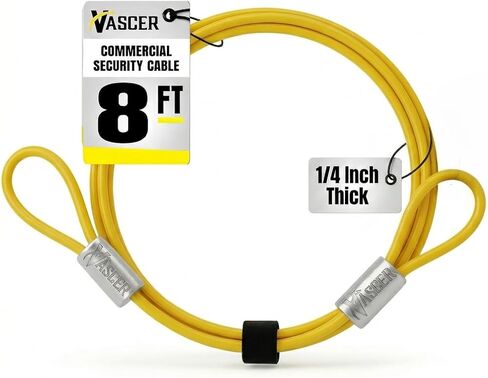 Vascer Commercial Heavy Duty Braided Galvanized Steel Theft Deterrent Security Cable with Looped Ends. (1/2 Inch Thick, 7x19 Construction, 10 Feet) in Saudi Arabia