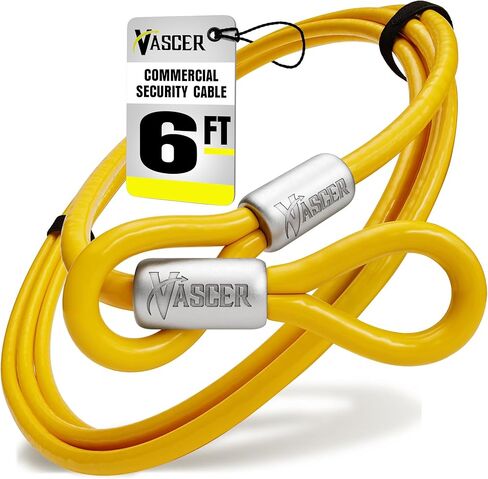 Vascer Commercial Heavy Duty Braided Galvanized Steel Theft Deterrent Security Cable with Looped Ends. (1/2 Inch Thick, 7x19 Construction, 10 Feet) in Saudi Arabia
