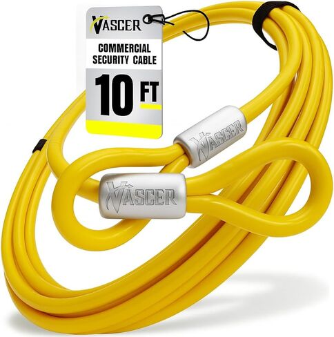 Vascer Commercial Heavy Duty Braided Galvanized Steel Theft Deterrent Security Cable with Looped Ends. (1/2 Inch Thick, 7x19 Construction, 10 Feet) in Saudi Arabia