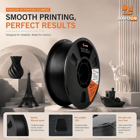 LOVOON 2 كجم خيوط PLA باللونين الأبيض والأسود 1.75 مم، دقة أبعاد خيوط الطابعة ثلاثية الأبعاد +/- 0.02 مم، خيوط طباعة ثلاثية الأبعاد ملفوفة بدقة، تناسب معظم طابعات FDM ثلاثية الأبعاد، بكرة 1 كجم (2.2 رطل) × 2 in Kuwait