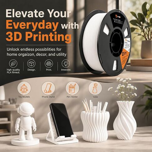 LOVOON 2 كجم خيوط PLA باللونين الأبيض والأسود 1.75 مم، دقة أبعاد خيوط الطابعة ثلاثية الأبعاد +/- 0.02 مم، خيوط طباعة ثلاثية الأبعاد ملفوفة بدقة، تناسب معظم طابعات FDM ثلاثية الأبعاد، بكرة 1 كجم (2.2 رطل) × 2 in Kuwait
