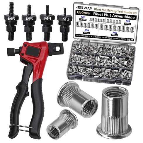 Imperial Pressure Rivet Nut Tool Kit, 500PCS (1/4-20,10-24,8-32,6-32) inch Rivet Nut, Suitable for Furniture, Decoration, Automotive, Marine and Industrial Applications in Kuwait