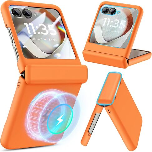 حافظة مغناطيسية لهاتف Motorola Razr 2025/2024 مع واقي شاشة مدمج، حافظة Moto Razr 2025/2024 [متوافقة مع MagSafe] [حماية المفصلات] - غطاء نحيف مضاد للخدش ومضاد للصدمات من البولي كربونات - أسود in Kuwait
