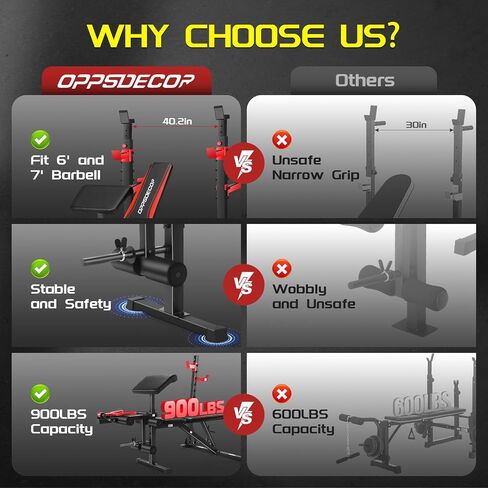 oppsdecor 900 رطل مجموعة مقاعد البدلاء مع رف القرفصاء واعظ حليقة الوزن مقعد مع تمديد الساق الصحافة مقاعد البدلاء مجموعة تجريب مقعد للمنزل الصالة الرياضية تجريب كامل الجسم in Kuwait