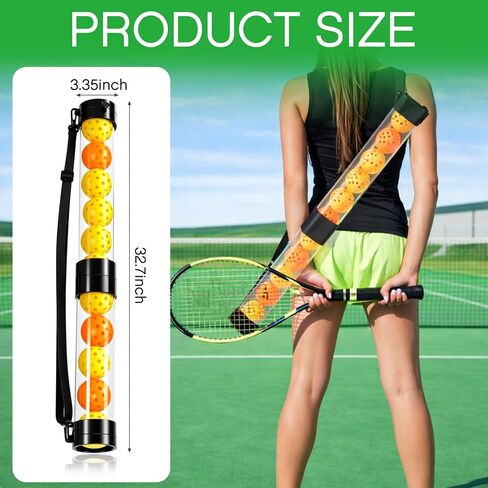 Soulchen 2 حزمة من كرات المسترد العلوية متوافقة مع أنبوب التقاط كرة التنس Pickleball يحمل 11/16 كرات مع حزام الكتف سهل الالتقاط حامل الكرة المحمول للتخزين المتوافق مع كرة Pickleball in Kuwait