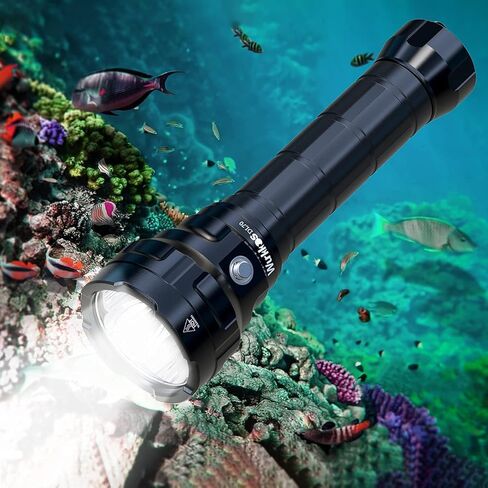 Wurkkos DL70 Dive Light Scuba Diving - 13000lm Super Bright Dive Flashlight 150m IPX8 مقاوم للماء الشعلة LED مصباح يدوي تحت الماء للغوص 4 وضع للنشاط تحت الماء (أسود) in Kuwait