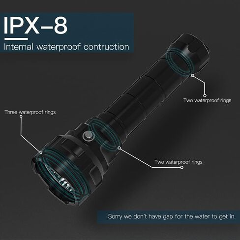 Wurkkos DL70 Dive Light Scuba Diving - 13000lm Super Bright Dive Flashlight 150m IPX8 مقاوم للماء الشعلة LED مصباح يدوي تحت الماء للغوص 4 وضع للنشاط تحت الماء (أسود) in Kuwait