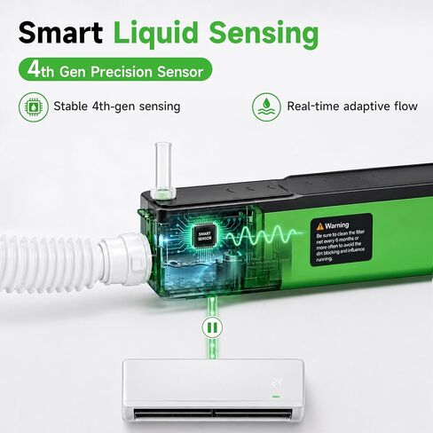 WIPCOOL P22i Intelligent Slim Mini Split Condensate Pump, Sensor Controlled HVAC AC Drain Pump, 5.8 GPH, 33 ft Lift, 20 dB(A) Quiet, Variable Speed, Integrated Reservoir, 100–230V in Kuwait