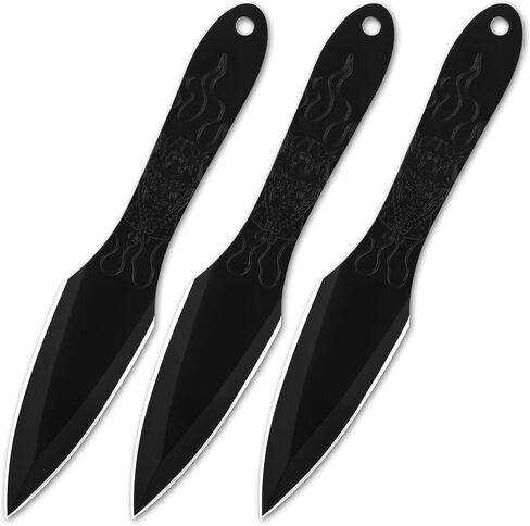 REAT Throwing Knives - 3 Piece, 7.5" 440 Stainless Steel with Full Tang Design, Includes Nylon Carrying Case for Safe Storage,Ninja Kunai Knives for Competition,Recreation,Gifts for Men,Women in Kuwait