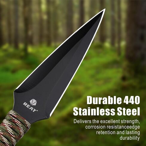 REAT Throwing Knives - 3 Piece, 9" 440 Stainless Steel with Cord-Wrapped Handle, Includes Nylon Carrying Case for Safe Storage,Ninja Kunai Knives for Competition,Recreation,Gifts for Men,Women in Kuwait