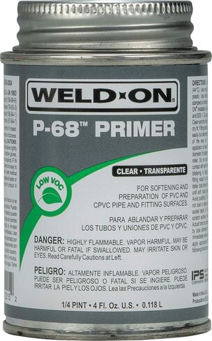 Weld-On 10215 P-68 PVC/CPVC Non-Bodied Primer - Fast Acting and Low-VOC, Clear, 1/4 Pint (4 fl oz) in Kuwait