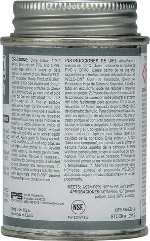Weld-On 10215 P-68 PVC/CPVC Non-Bodied Primer - Fast Acting and Low-VOC, Clear, 1/4 Pint (4 fl oz) in Kuwait