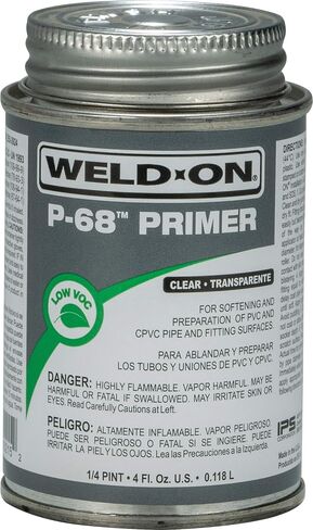 Weld-On 10215 P-68 PVC/CPVC Non-Bodied Primer - Fast Acting and Low-VOC, Clear, 1/4 Pint (4 fl oz) in Kuwait