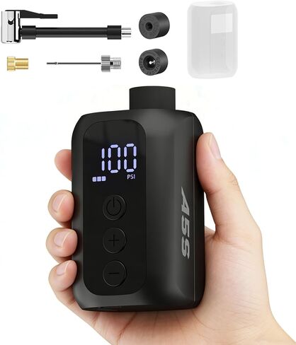 Mini Bike Pump Portable Bike Tire Pump with Gauge 100PSI Electric Bike Pump Mini Air Pump Tire Rechargeable Electric Tiny Bike Pump with Presta Schrader Valve Auto Stop A5S in Kuwait