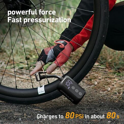 Mini Bike Pump Portable Bike Tire Pump with Gauge 100PSI Electric Bike Pump Mini Air Pump Tire Rechargeable Electric Tiny Bike Pump with Presta Schrader Valve Auto Stop A5S in Kuwait