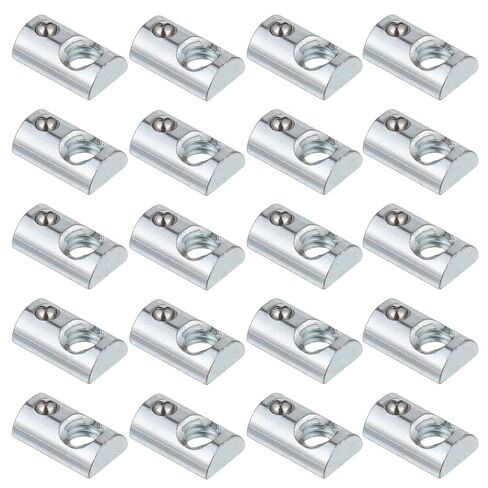 20 Pack 1/4-20 Threaded Steel Roll in T-Nut Accessories, T-Slot Nuts Hardwares with Ball Spring for Aluminum Extrusion Profile Rail in Kuwait