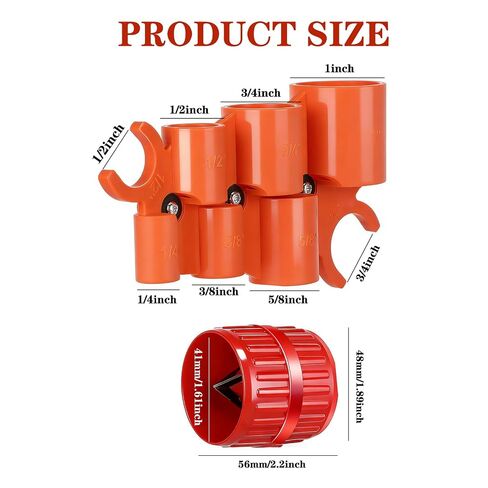 1/4'' - 1'' Depth Gauge and Pipe Deburring Tool Kit, 1/8'' to 1-5/8'' Inner Outer Reamer Pipe Tubing Chamfer Tool for PVC PPR Brass CPVC PE-RT Aluminum in Kuwait