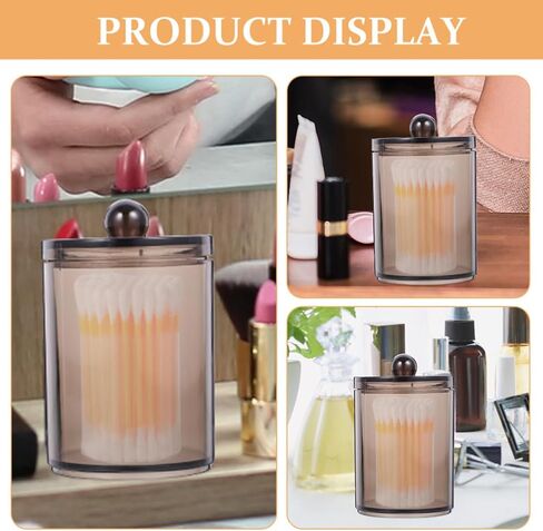 Cotton Swab Holder Organizer with Lid Compact Ps Material 2pcs Storage Container Not Easy to Break or Crack for Bathroom and Bedside Use for Cotton Swabs and Sundries in Kuwait