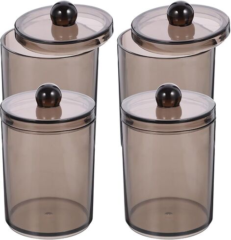 4pcs Cotton Swab Holders with Lid Bathroom Organizers Small Ps Cotton Pad Jars Easy to Clean Resistant to Breakage for Countertop Storage in Kuwait