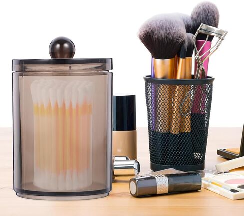 4pcs Cotton Swab Holders with Lid Bathroom Organizers Small Ps Cotton Pad Jars Easy to Clean Resistant to Breakage for Countertop Storage in Kuwait