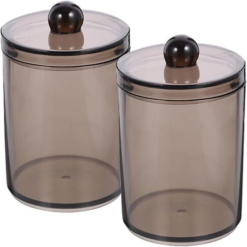 TOYANDONA 2pcs Cotton Swab Jar Set with Lids Bathroom Organizer for Cotton Swabs and Pads Easy to Store Sturdy Ps Material for Bedside or Dresser Storage in Kuwait