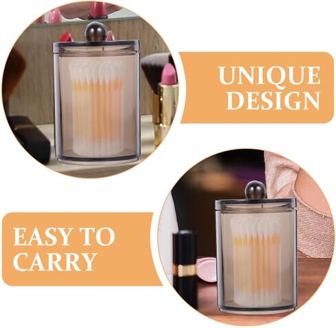TOYANDONA 2pcs Cotton Swab Jar Set with Lids Bathroom Organizer for Cotton Swabs and Pads Easy to Store Sturdy Ps Material for Bedside or Dresser Storage in Kuwait