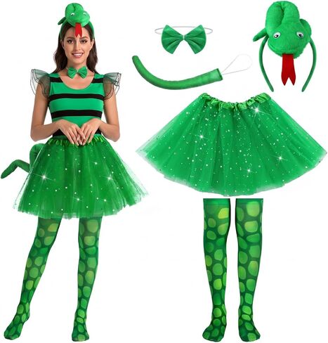 Newcotte 5 PCS Halloween Costume stium for Kid Girls Chicken Crocodile Snake Bowtie Tail Tutu and Socks Associory in Kuwait