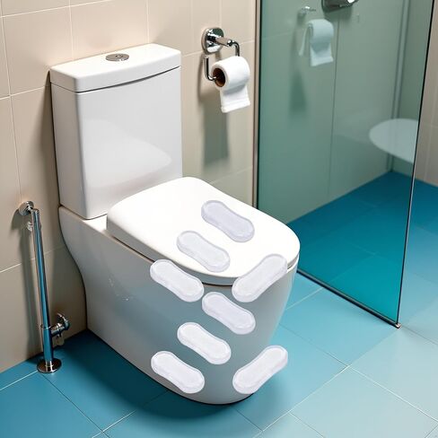8Pcs Transparent Toilet Seat Bumper Set, Silicone Strong Adhesive Toilet Seats Lid Bumpers, Toilet Seat Bumpers, Silicone Adhesive Set, Lid Buffers for Home, Hotel, Hospital in Kuwait