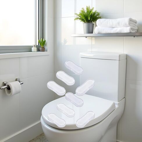 8Pcs Transparent Toilet Seat Bumper Set, Silicone Strong Adhesive Toilet Seats Lid Bumpers, Toilet Seat Bumpers, Silicone Adhesive Set, Lid Buffers for Home, Hotel, Hospital in Kuwait