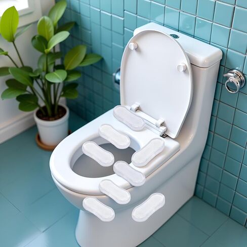 8Pcs Transparent Toilet Seat Bumper Set, Silicone Strong Adhesive Toilet Seats Lid Bumpers, Toilet Seat Bumpers, Silicone Adhesive Set, Lid Buffers for Home, Hotel, Hospital in Kuwait