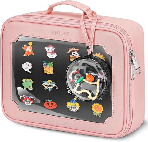 Ytonet Enamel Pin Book, 6 Pages Pin Trading Book with Cute Ita Pouch, Pins Display Bag with Removable Dispaly Board for Collectors, Pins Holder for Travel Souvenir, Brooches, Earring, Pink in Kuwait