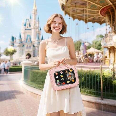 Ytonet Enamel Pin Book, 6 Pages Pin Trading Book with Cute Ita Pouch, Pins Display Bag with Removable Dispaly Board for Collectors, Pins Holder for Travel Souvenir, Brooches, Earring, Pink in Kuwait