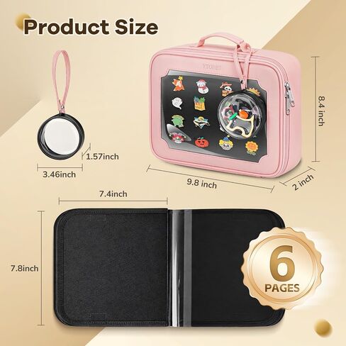 Ytonet Enamel Pin Book, 6 Pages Pin Trading Book with Cute Ita Pouch, Pins Display Bag with Removable Dispaly Board for Collectors, Pins Holder for Travel Souvenir, Brooches, Earring, Pink in Kuwait