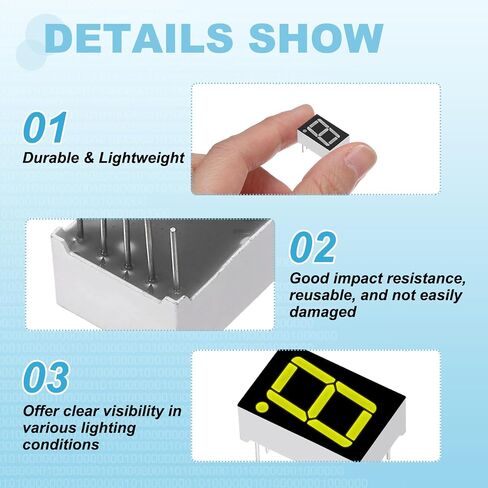 MECCANIXITY 24 قطعة 7 قطعة LED أنبوب رقمي، 5161BG-7.3 الأنود المشترك 10 دبوس 1 بت 2.2 فولت وحدة عرض شريحة LED للوحة التشغيل الإلكترونية، اللوحة، المؤقت، أصفر أخضر in Kuwait