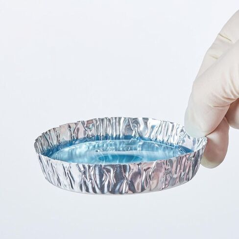 GARVALON Aluminum Foil Weighing Trays with Handle 3.03X2.75 Inch Disposable Sample Weighing Plates for Laboratory Powder Liquid Measurement and Food Processing in Kuwait