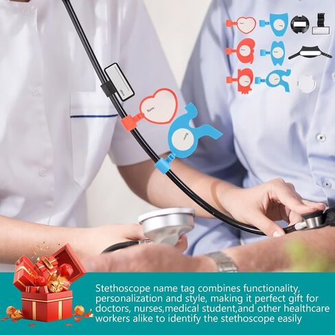 10 قطع من علامة اسم سماعة الطبيب المخصصة لإكسسوارات سماعات الطبيب MDF وLittmann مع غطاء سماعة الطبيب، مشبك قابل للتعديل لبطاقة تعريف الاسم للطبيب والممرضة. هدية طالب طبي in Kuwait