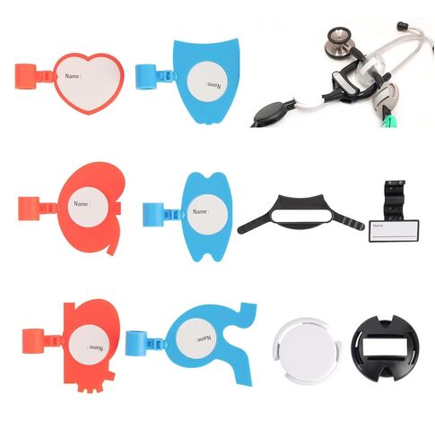 10 قطع من علامة اسم سماعة الطبيب المخصصة لإكسسوارات سماعات الطبيب MDF وLittmann مع غطاء سماعة الطبيب، مشبك قابل للتعديل لبطاقة تعريف الاسم للطبيب والممرضة. هدية طالب طبي in Kuwait