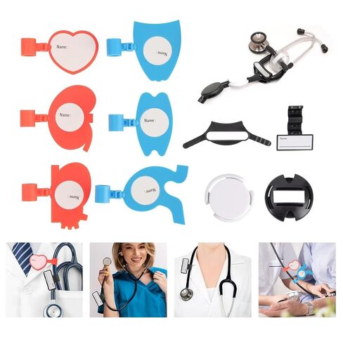 10 قطع من علامة اسم سماعة الطبيب المخصصة لإكسسوارات سماعات الطبيب MDF وLittmann مع غطاء سماعة الطبيب، مشبك قابل للتعديل لبطاقة تعريف الاسم للطبيب والممرضة. هدية طالب طبي in Kuwait