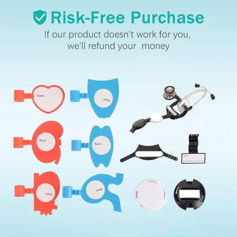 10 قطع من علامة اسم سماعة الطبيب المخصصة لإكسسوارات سماعات الطبيب MDF وLittmann مع غطاء سماعة الطبيب، مشبك قابل للتعديل لبطاقة تعريف الاسم للطبيب والممرضة. هدية طالب طبي in Kuwait