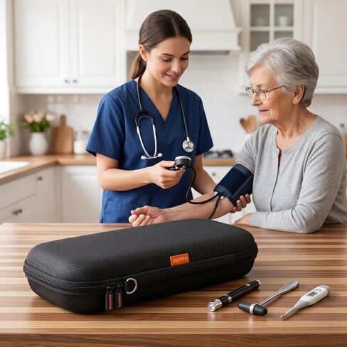 حافظة سماعة الطبيب ذات الغلاف الصلب لتشخيص 3M Littmann Classic III/Cardiology IV - حقيبة حمل واقية مستطيلة كبيرة بسحاب لسماعات MDF وADC وأساسيات الممرضات وطلاب التمريض in Kuwait