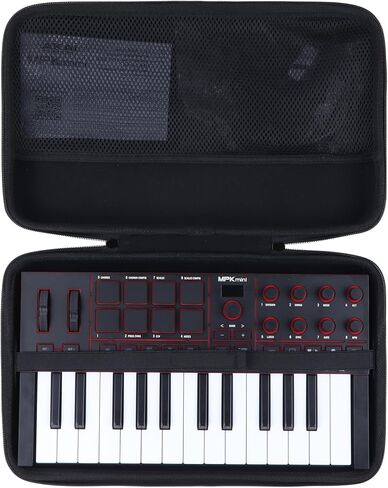 جراب Lebakort الصلب متوافق مع وحدة تحكم لوحة المفاتيح Akai Professional MPK Mini IV USB-C MIDI، حقيبة حمل تخزين محمولة للسفر (أسود) in Kuwait